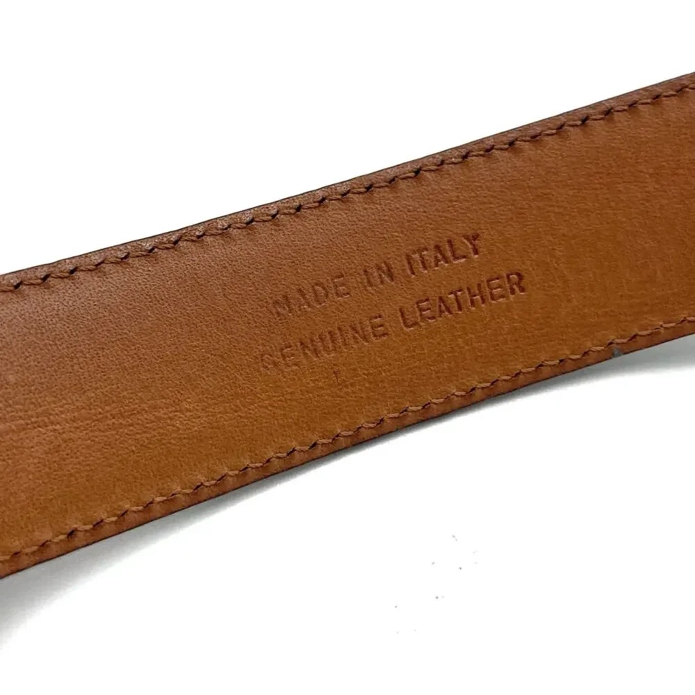 Vintage Italian Black Lizard Embossed Leather Belt Covered Buckle Ralph Lauren